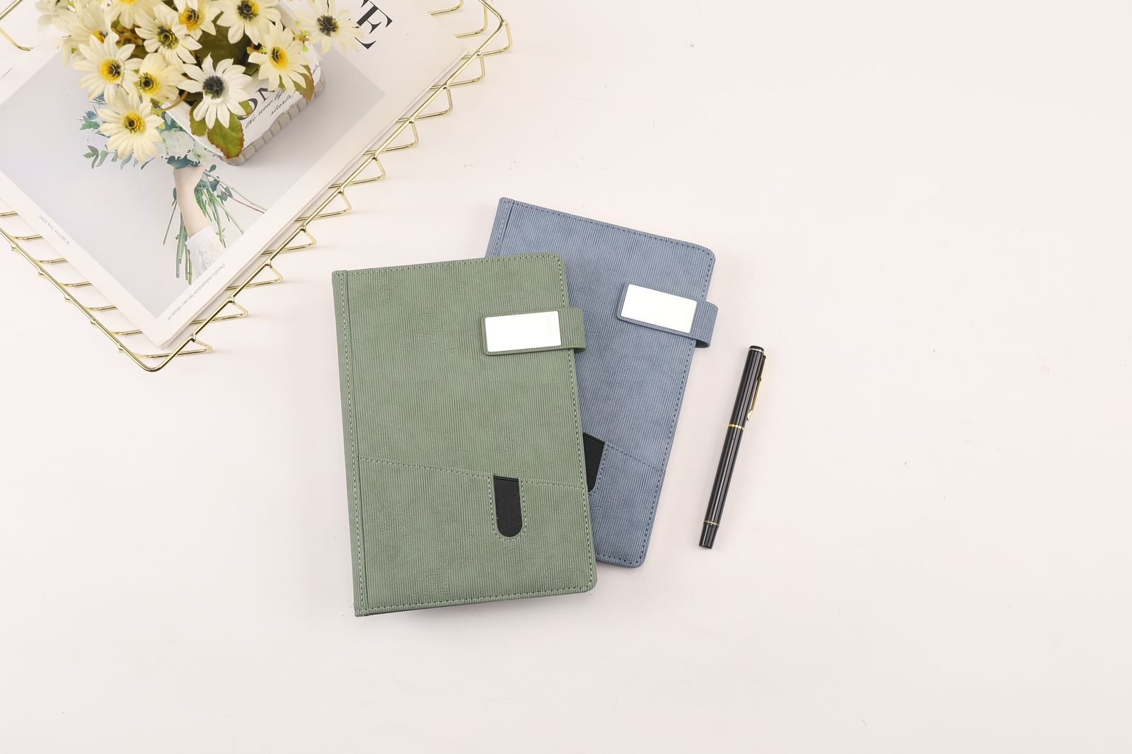 WhatsApp Image 2025-10-02 at 11.27.48 (2) Modern Executive Notebook Collection – Pastel Green & Slate Blue Editions (Magnetic Flap) - Image 1