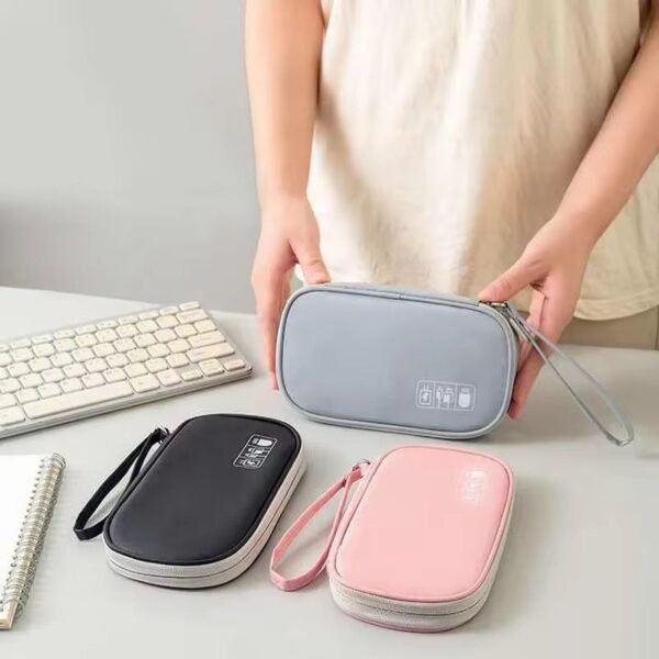 Multi-Functional Travel Cable Organizer Pouch – Portable Gadget Storage Bag (Available in Grey, Black & Pink)