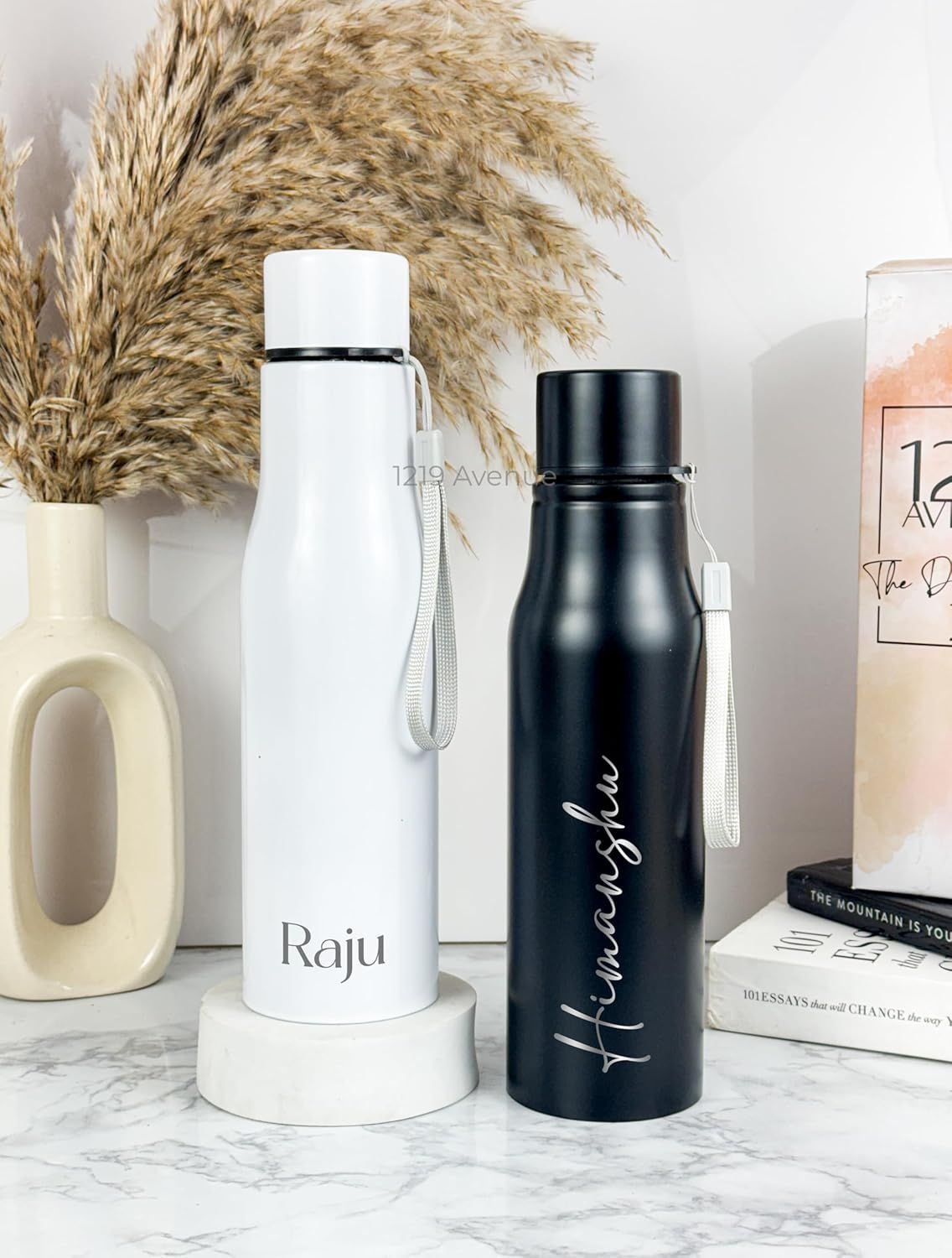 WhatsApp Image 2025-10-02 at 11.27.50 (2) Personalized Stainless Steel Bottle – Matte Finish, 750 ml (Custom Name Engraved, Black & White Editions) - Image 1