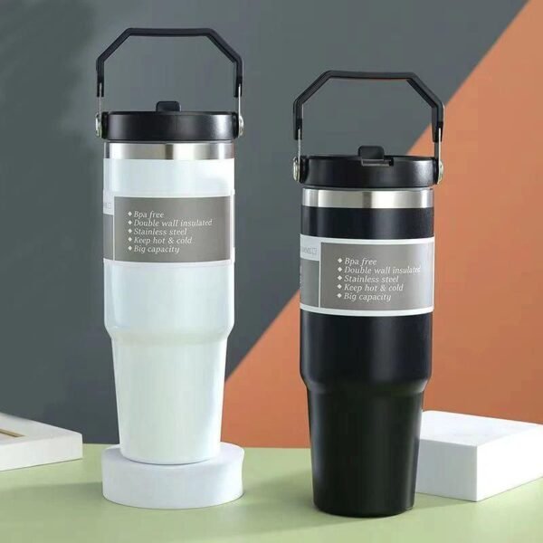 Premium Double Wall Insulated Steel Tumbler Bottle – 900 ml (Hot & Cold, BPA-Free, with Carry Handle)